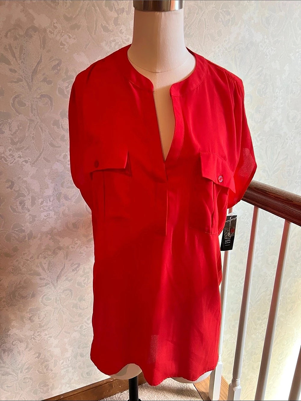 I.N.C International Concepts Red Blouse Size XL NWT